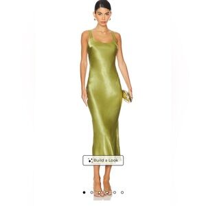 Chartreuse Green Midi Dress - Sleeveless Elegant Slip Style